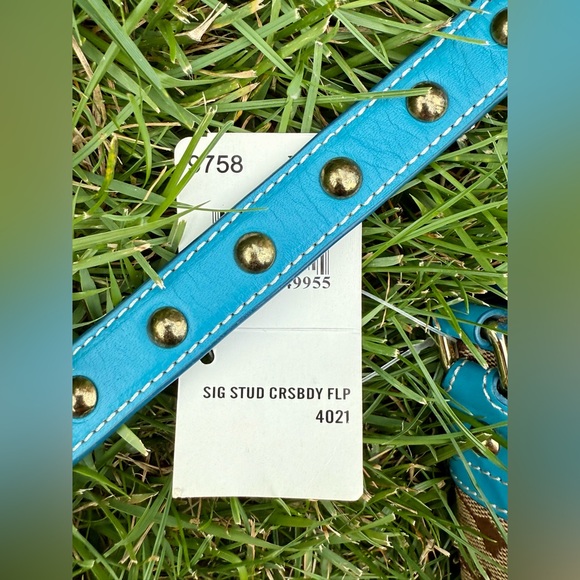 Vintage Coach Studded Blue Crossbody New - Picture 11 of 16